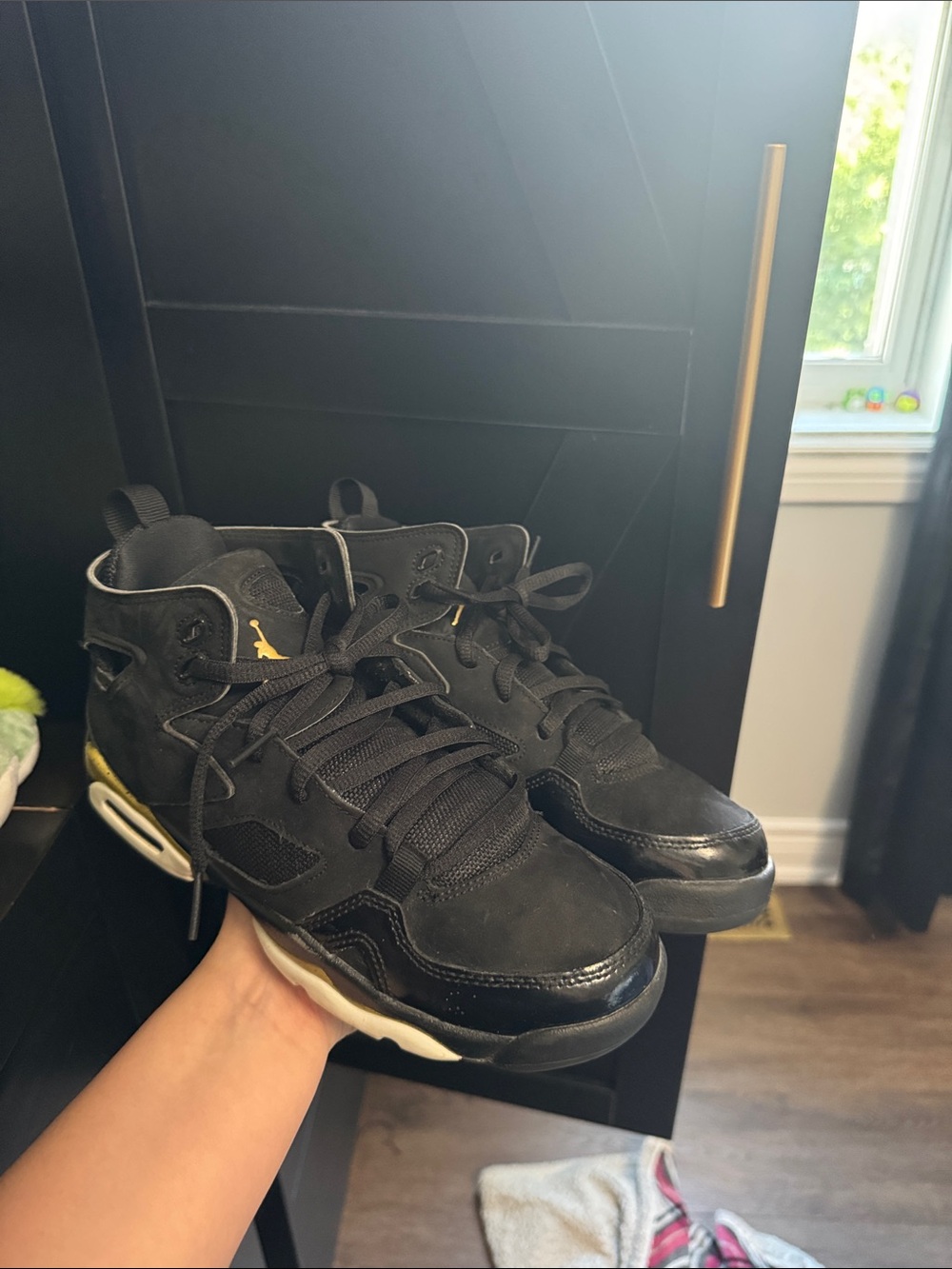 Jordan 6’s, Men's Black Sneakers with Gold Accents